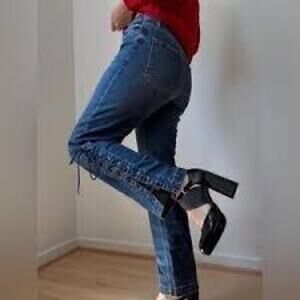 NWT MRSP $120 Oliver Logan 26 Mulberry Lace up Jeans